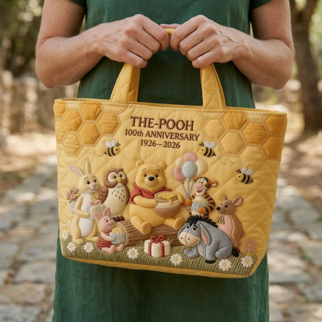 Honey Bear Celebrate 100 Years Of Friendship - Personalized Quilted Tote Bag - NSK10029