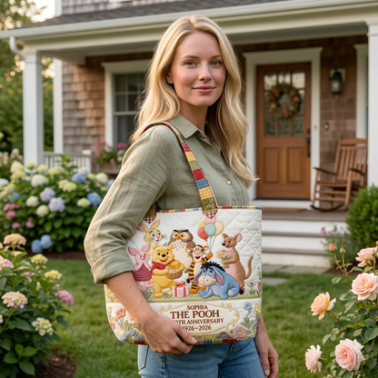 Honey Bear Celebrate 100 Years Of Friendship - Personalized Quilted Tote Bag - NSK10049