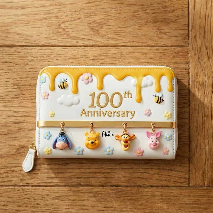 Honey Bear Anniversary 100 Years Of Friendship - Personalized Leather Handbag And Long Wallet | MNPHB01001