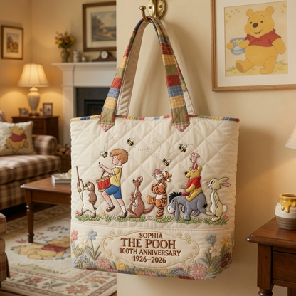 Honey Bear Celebrate 100 Years Of Friendship - Personalized Quilted Tote Bag - NSK10050