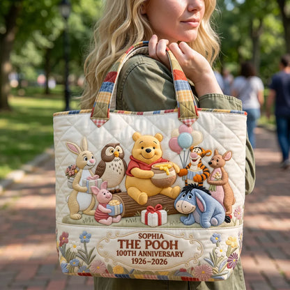 Honey Bear Celebrate 100 Years Of Friendship - Personalized Quilted Tote Bag - NSK10007