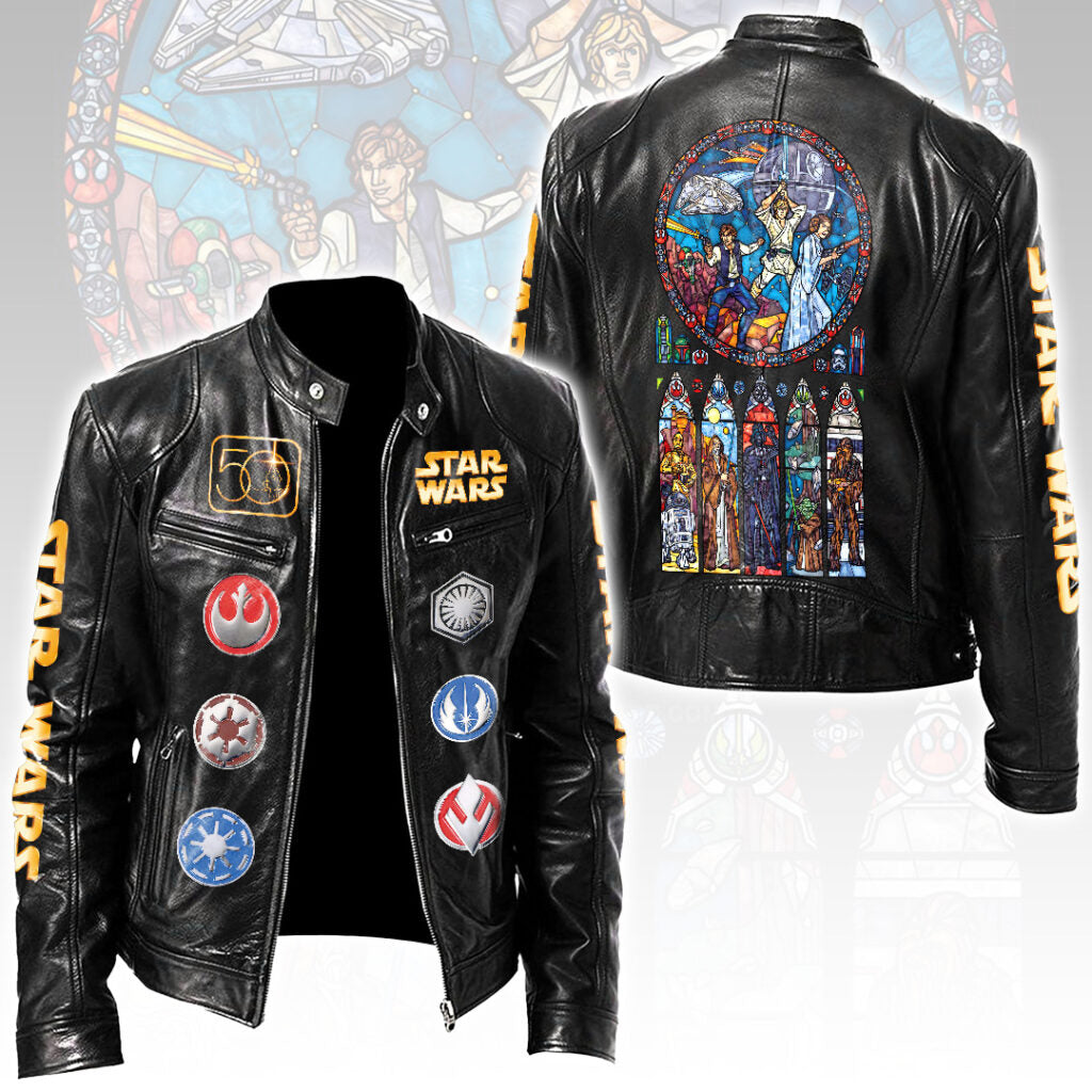 Star Wars 50th Anniversary Motorcycle Leather Jacket – MNPST0142