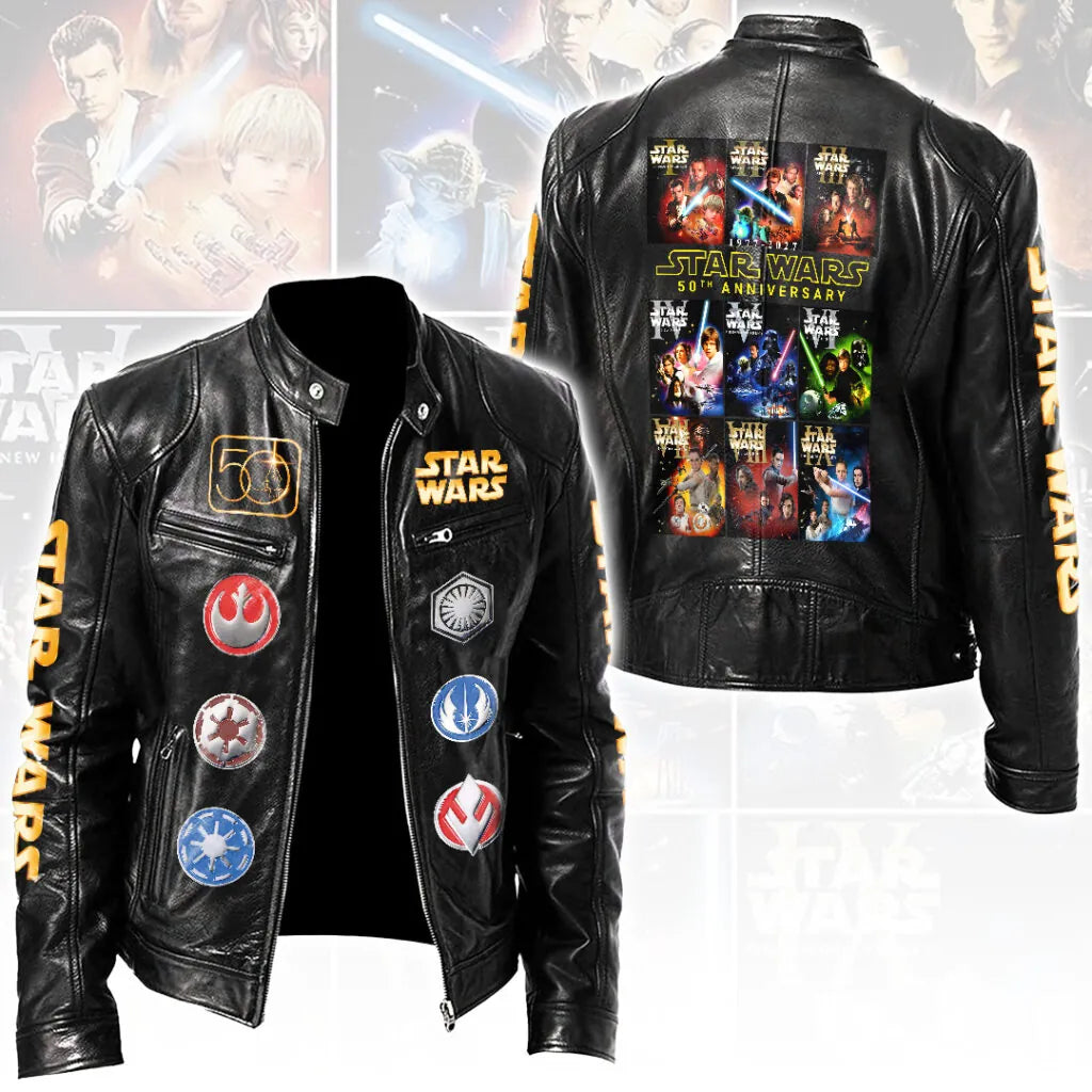 Star Wars 50th Anniversary Motorcycle Leather Jacket – MNPST0044