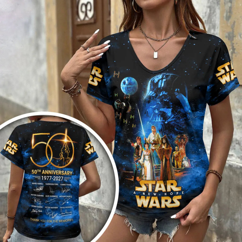 Star Wars 50th Anniversary 3D Women’s V-Neck T-Shirt – MNPST0036