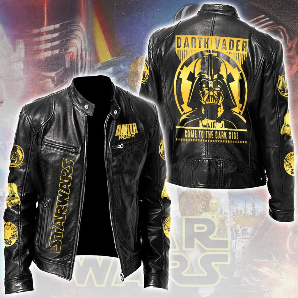Star Wars x Darth Vader Motorcycle Leather Jacket – MNPST0354