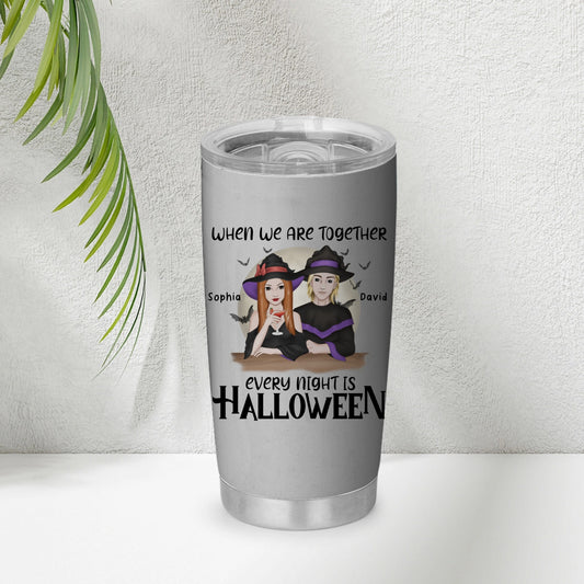 Every night is halloween - Personalized Couple Tumbler