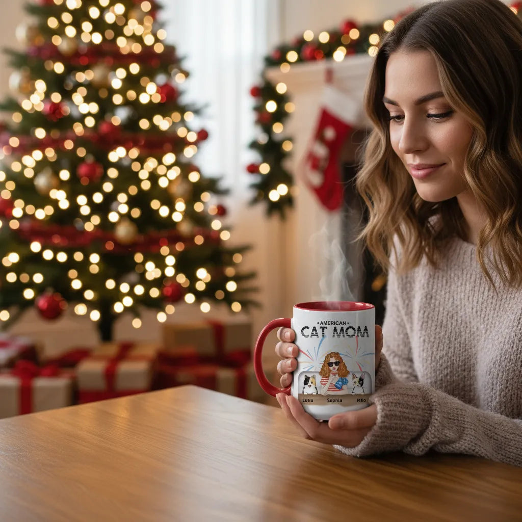 American Cat Mom -  Personalized Mom Mug