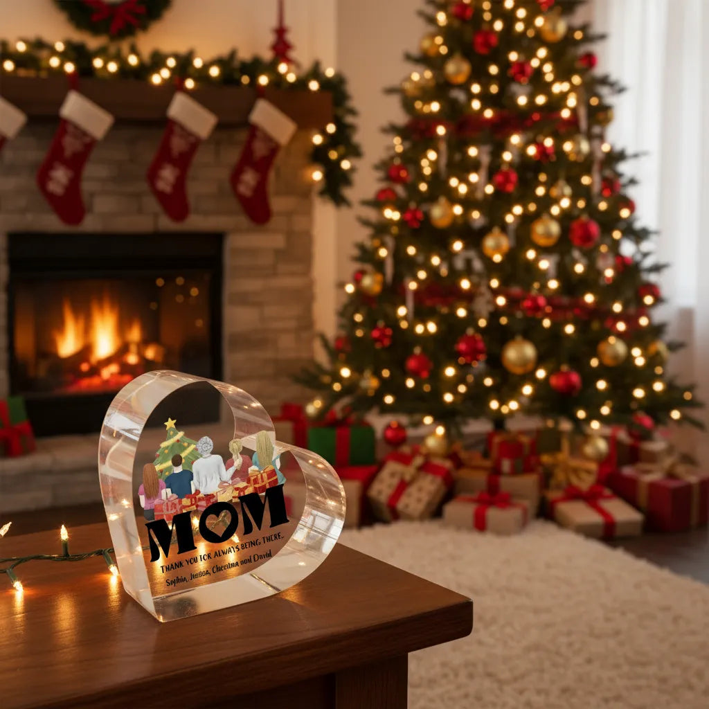 Mom, thank you for always being there - Personalized Mom Acrylic Heart