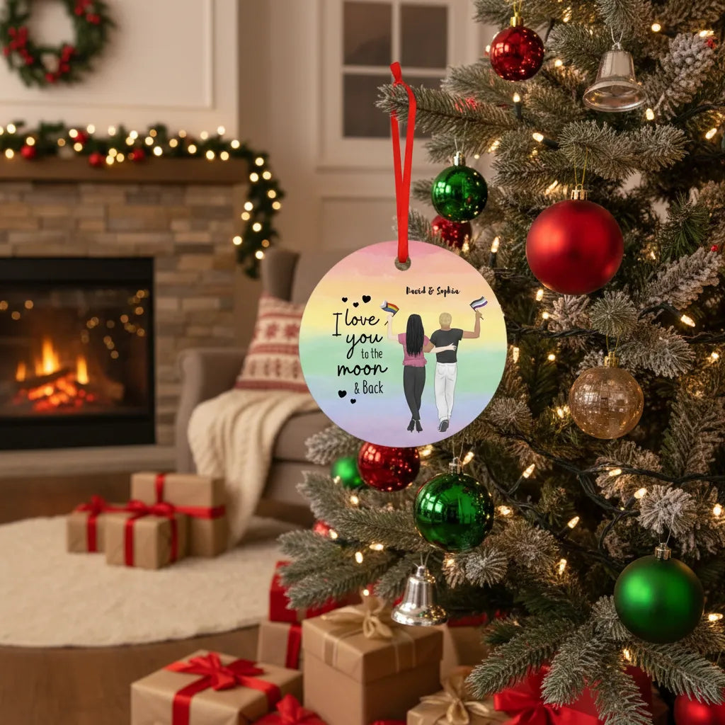 You & I - Personalized Couple Ceramic Ornament