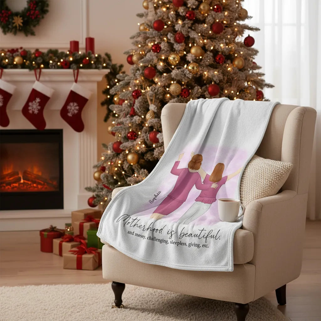 Motherhood is beautiful - Personalized Mom Blanket