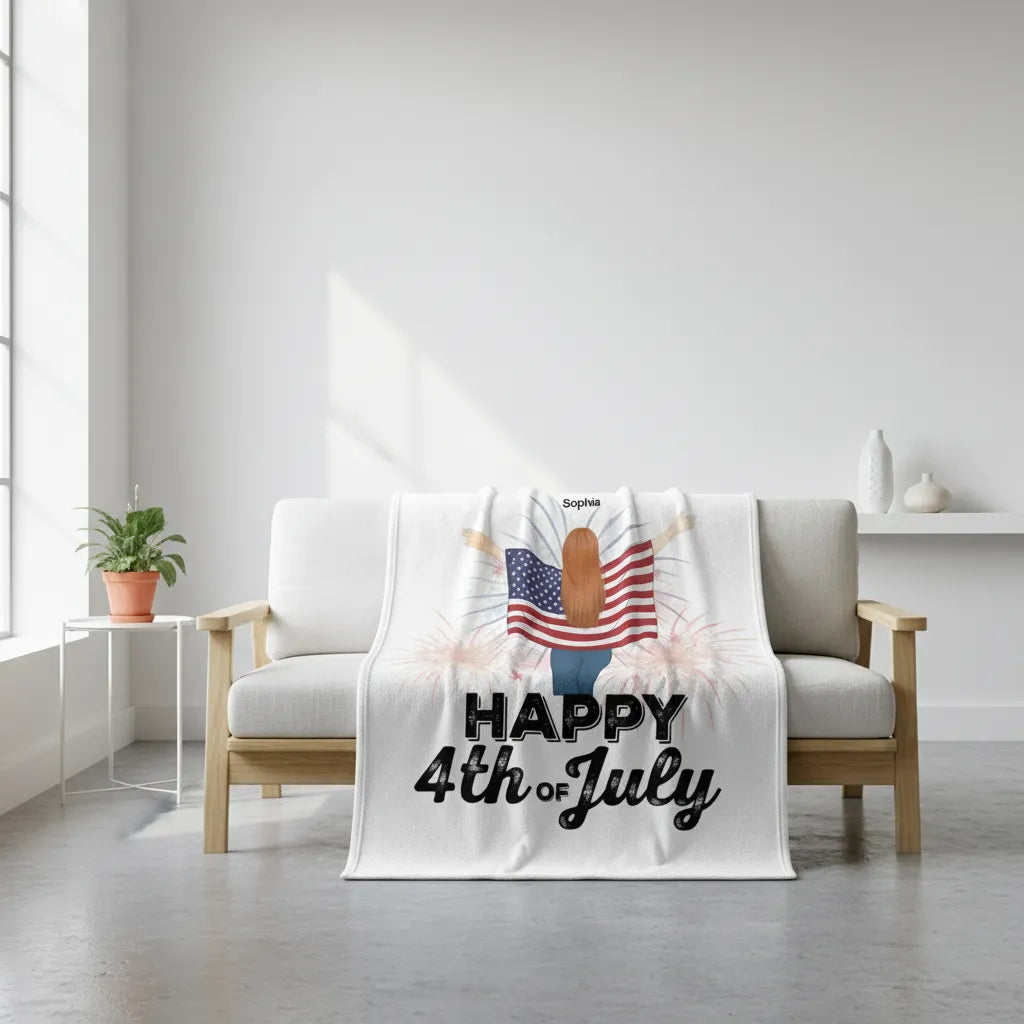 Happy 4th of July - Personalized Anniversary Blanket
