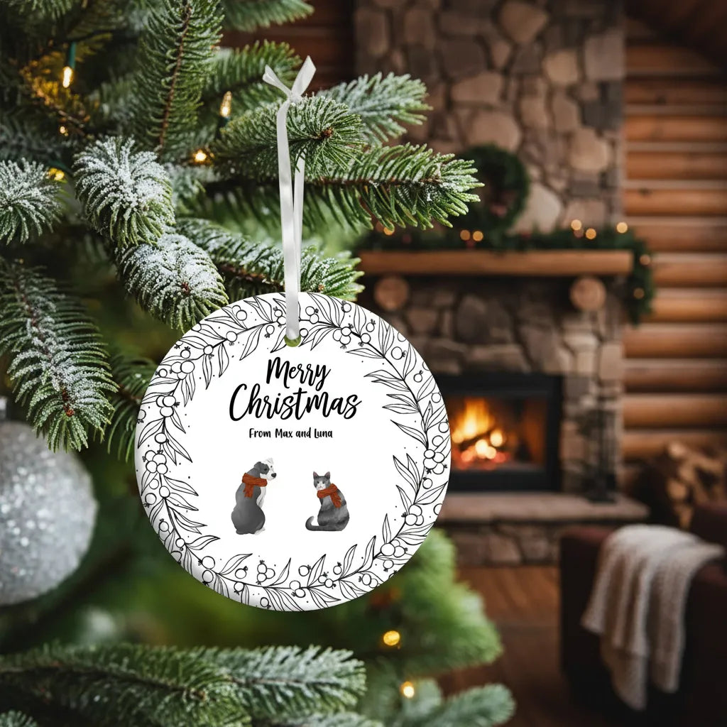 Merry christmas - Personalized Pet Ceramic Ornament