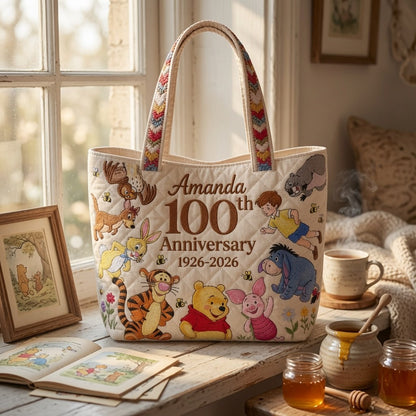 Honey Bear Celebrate 100 Years Of Friendship - Personalized Quilted Tote Bag - NSK10026