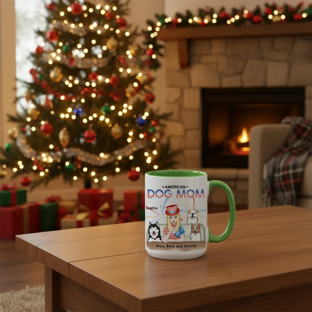 American Dog Mom -  Personalized Mom Mug