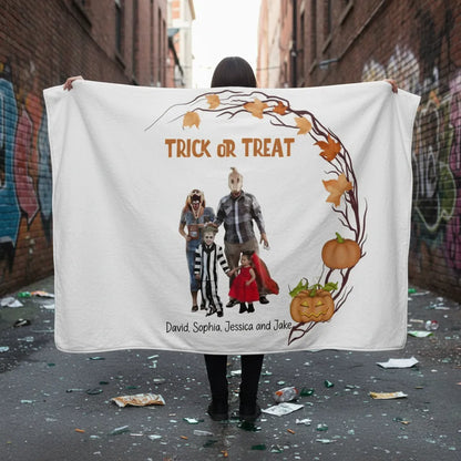 Trick or Treat - Personalized Family Hooded Blanket