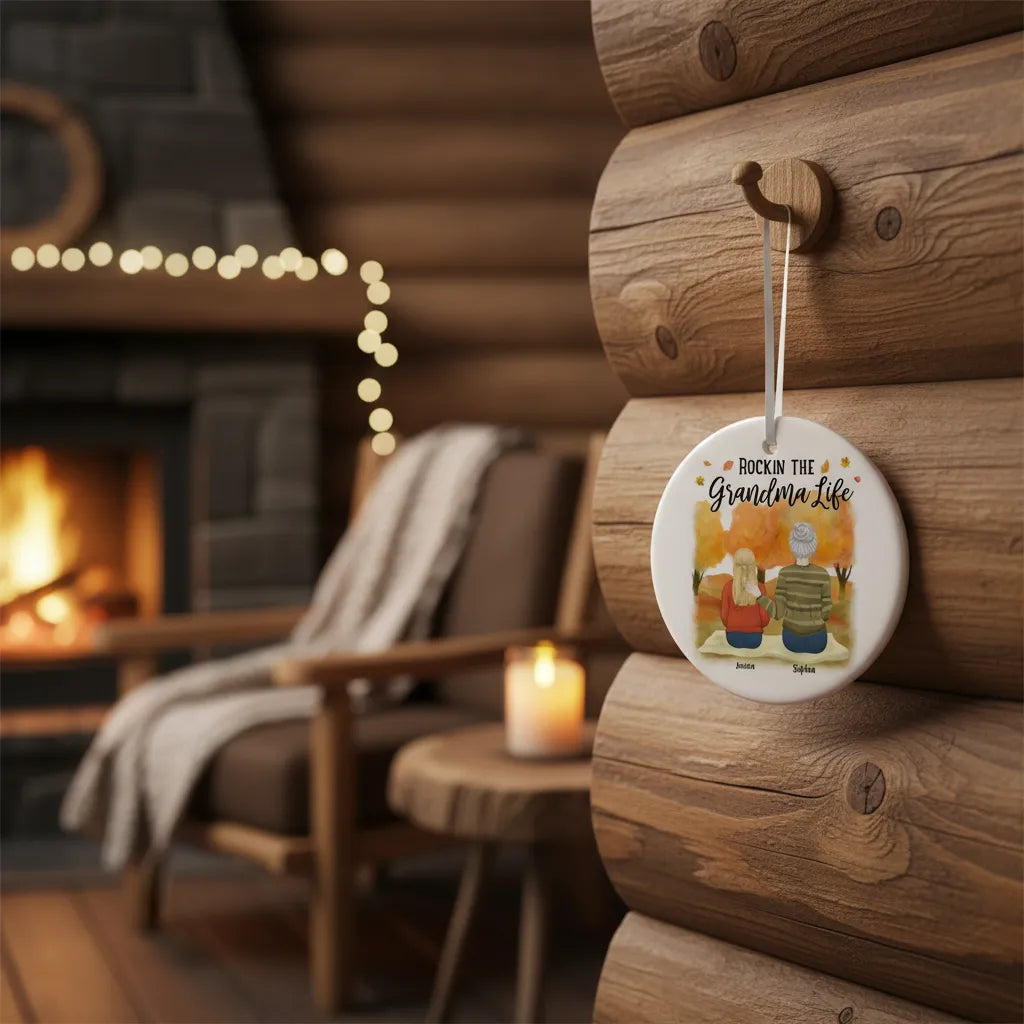 Rockin the grandparent life - Personalized Family Ceramic Ornament
