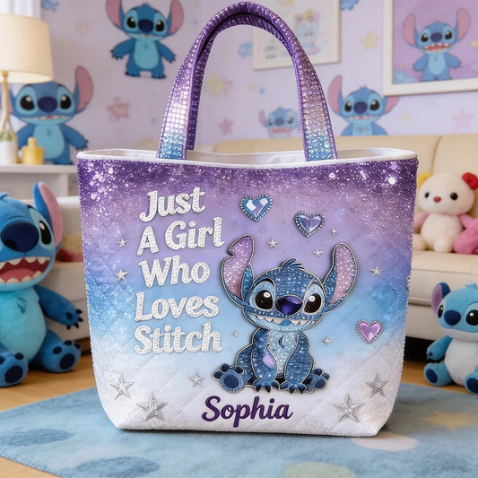 Just A Girl Who Loves Her Little Buddy - Personalized Quilted Tote Bag - NSK10032