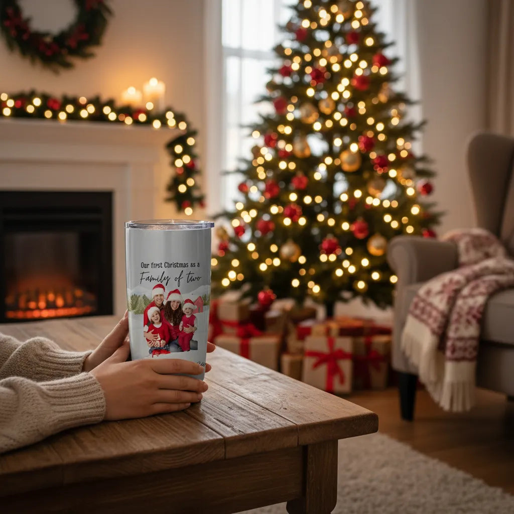 Our first christmas as a family  - Personalized Family Tumbler