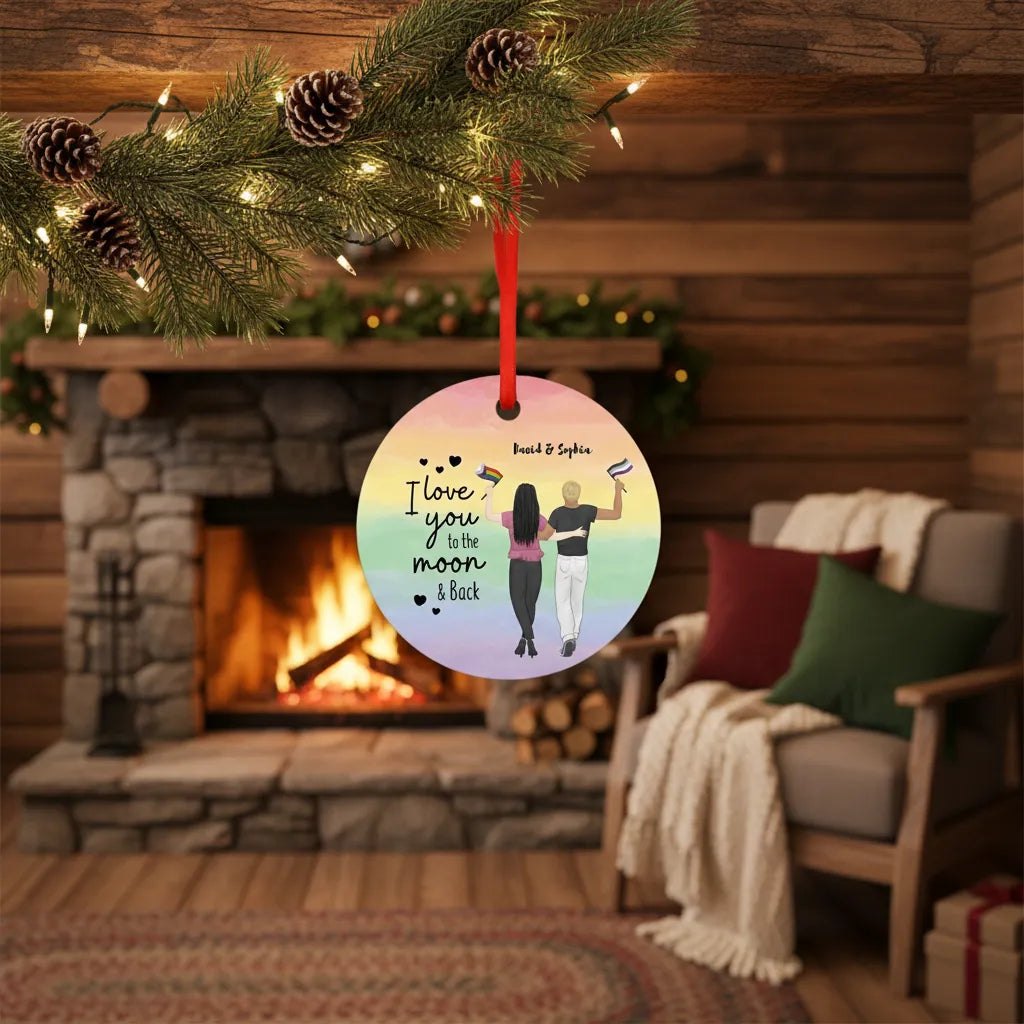 You & I - Personalized Couple Ceramic Ornament