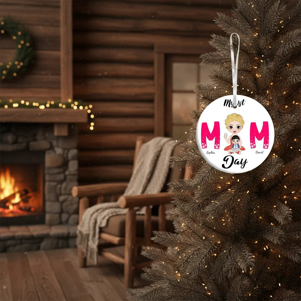 My 1st Mom Day - Personalized Mom Ceramic Ornament