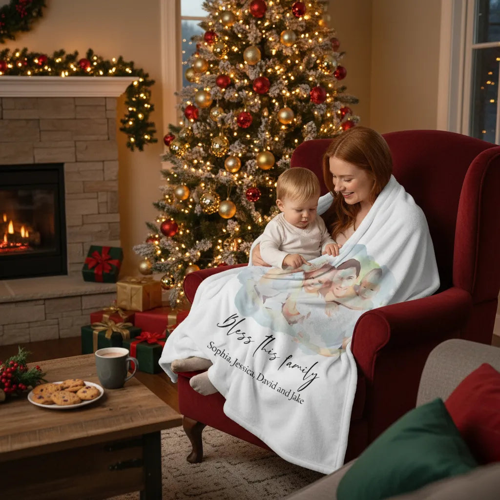 Bless this family - Personalized Family Blanket