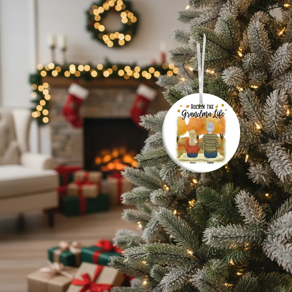 Rockin the grandparent life - Personalized Family Ceramic Ornament