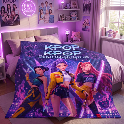 Girls Purple Neon Music Squad -  Personalized Blanket - NSK10077