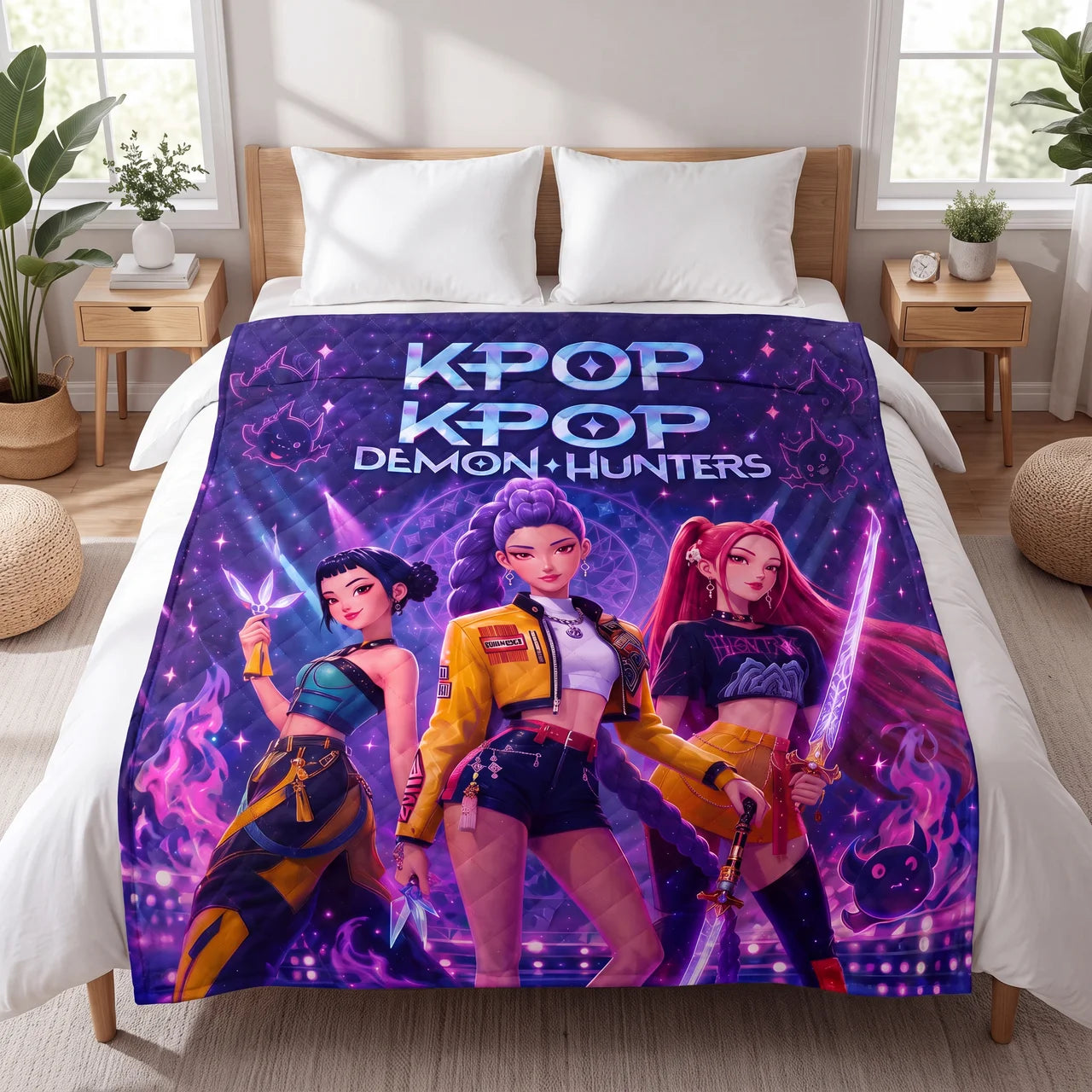 Girls Purple Neon Music Squad -  Personalized Blanket - NSK10077
