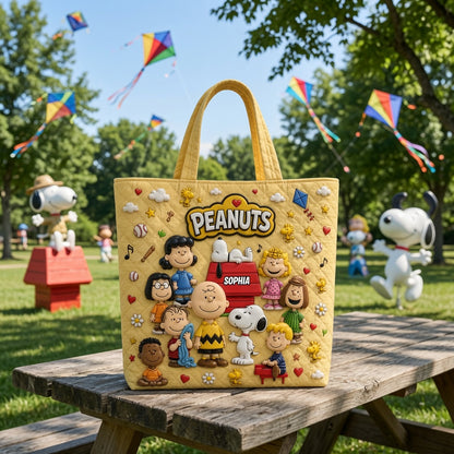 Vintage Cartoon Friends - Personalized Quilted Tote Bag - NSK10086