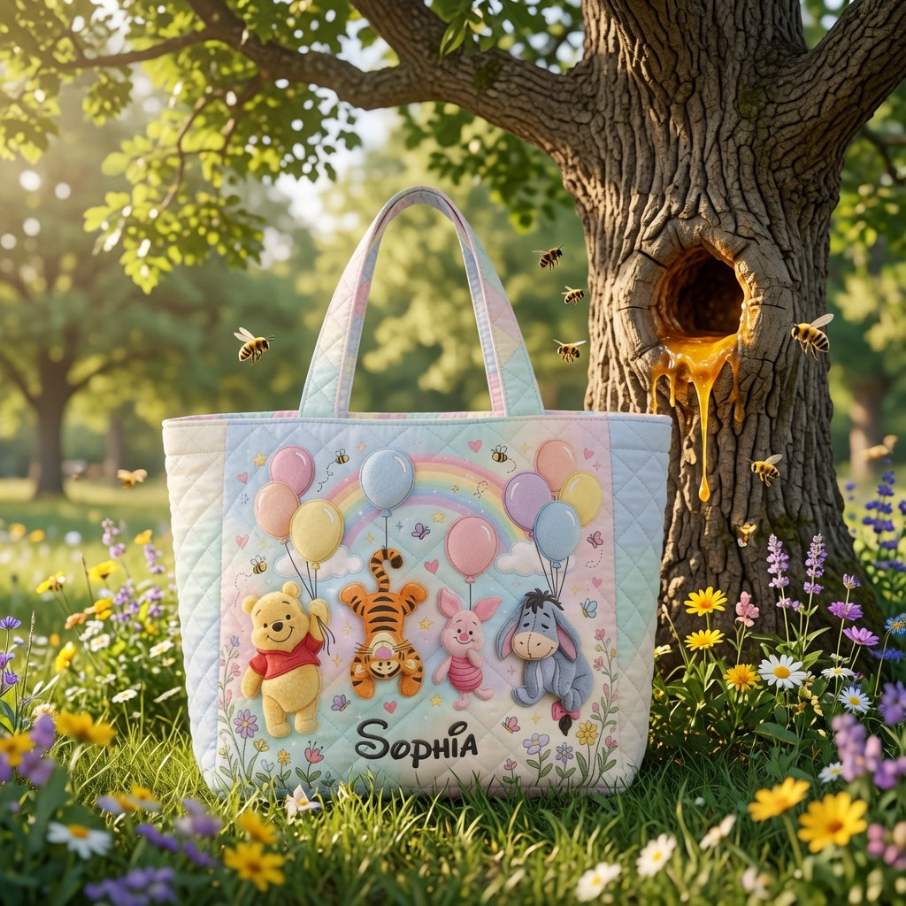 Honey Bear Wonderland - Personalized Quilted Tote Bag - NSK10088