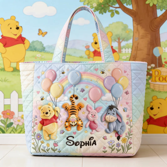 Honey Bear Wonderland - Personalized Quilted Tote Bag - NSK10088