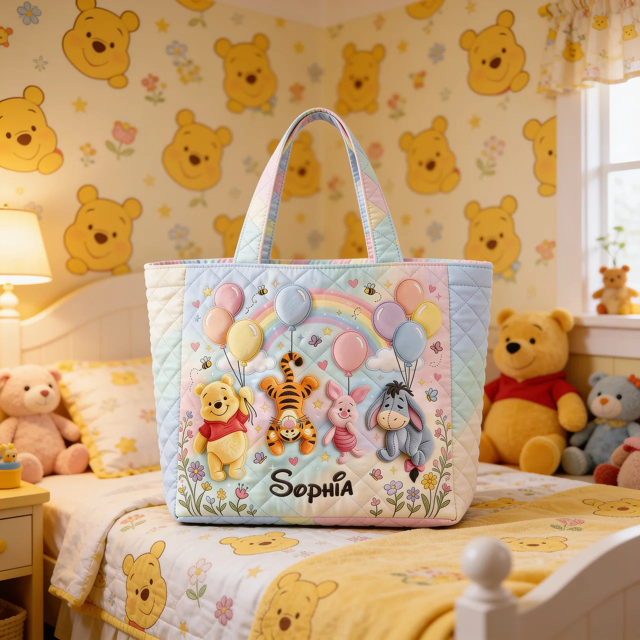 Honey Bear Wonderland - Personalized Quilted Tote Bag - NSK10088