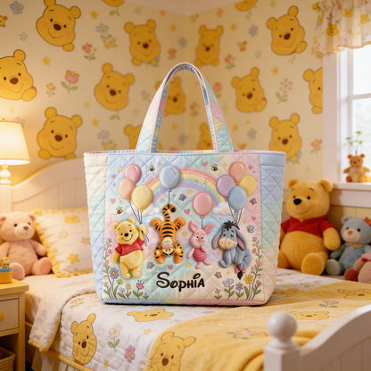 Honey Bear Wonderland - Personalized Quilted Tote Bag - NSK10088