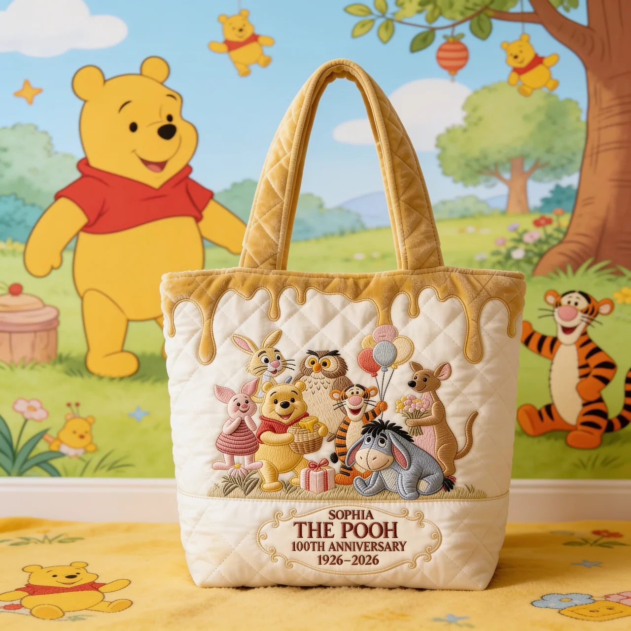 Woodland Friends  100th Anniversary -  Personalized Quilted Tote Bag - NSK10090