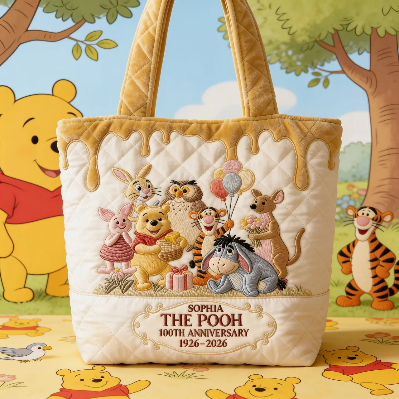 Woodland Friends  100th Anniversary -  Personalized Quilted Tote Bag - NSK10090