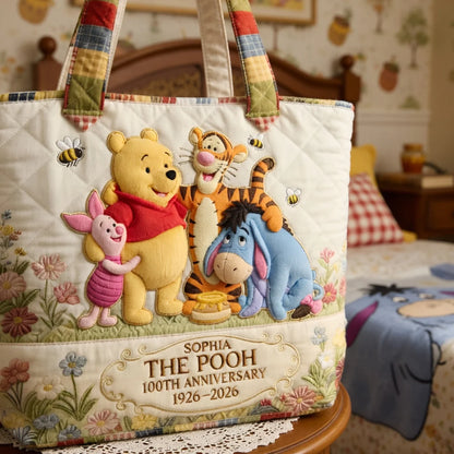 Honey Bear Celebrate Our 100th Anniversary - Personalized Quilted Tote Bag - NSK10008