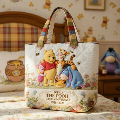 Honey Bear Celebrate Our 100th Anniversary - Personalized Quilted Tote Bag - NSK10008