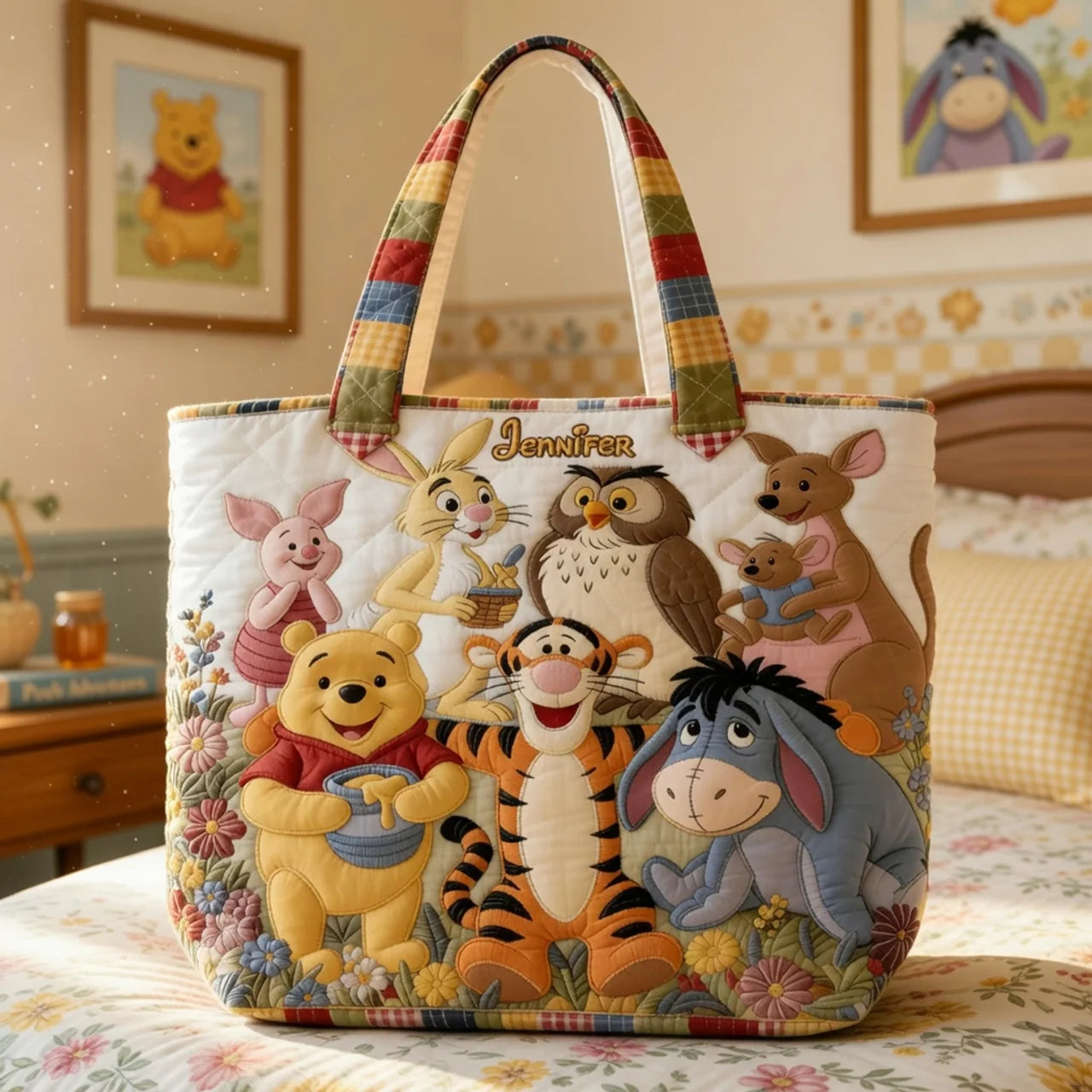 Honey Bear Friends - Personalized Quilted Tote Bag - NSK10009