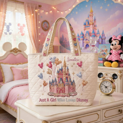 Just A Girl Who Loves Magic - Personalized Quilted Tote Bag - NSK10017
