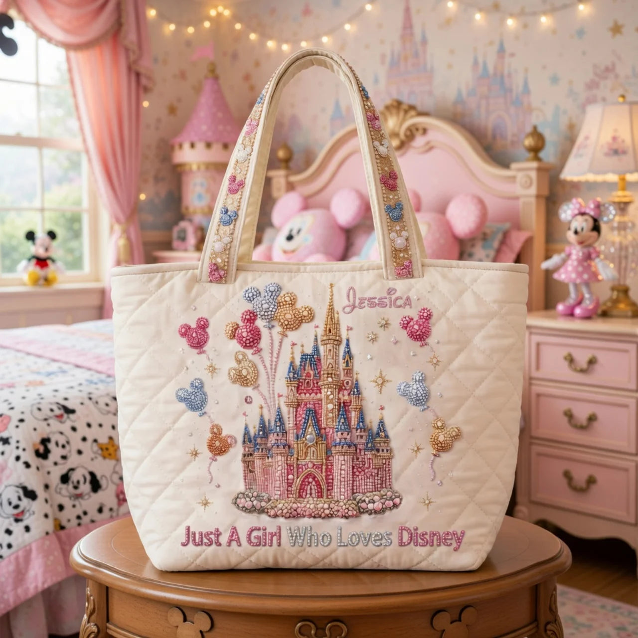 Just A Girl Who Loves Magic - Personalized Quilted Tote Bag - NSK10017