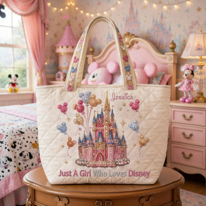 Just A Girl Who Loves Magic - Personalized Quilted Tote Bag - NSK10017