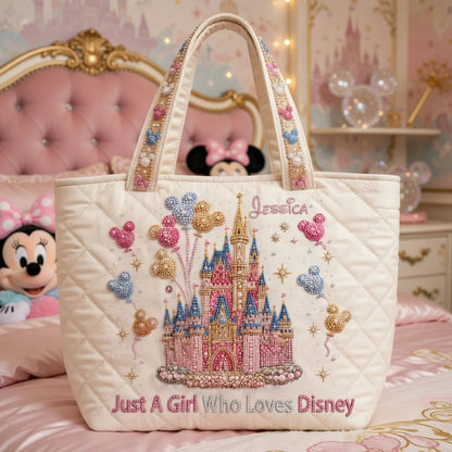 Just A Girl Who Loves Magic - Personalized Quilted Tote Bag - NSK10017