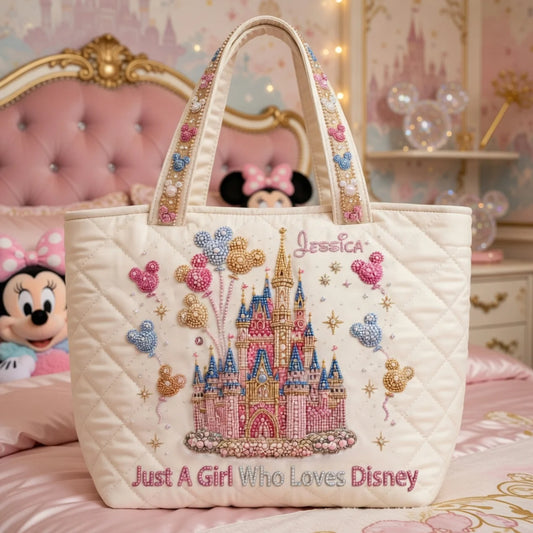 Just A Girl Who Loves Magic - Personalized Quilted Tote Bag - NSK10017