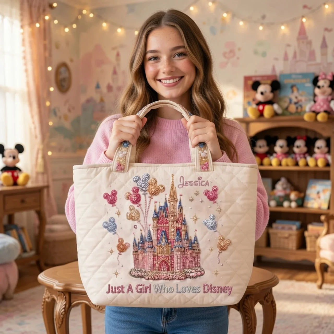 Just A Girl Who Loves Magic - Personalized Quilted Tote Bag - NSK10017