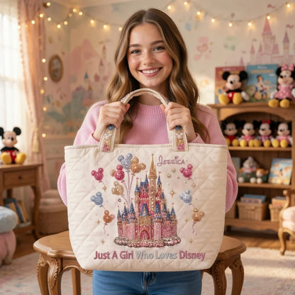 Just A Girl Who Loves Magic - Personalized Quilted Tote Bag - NSK10017