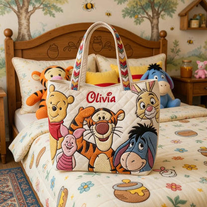 Honey Bear Celebrate 100 Years Of Friendship - Personalized Quilted Tote Bag - NSK10024