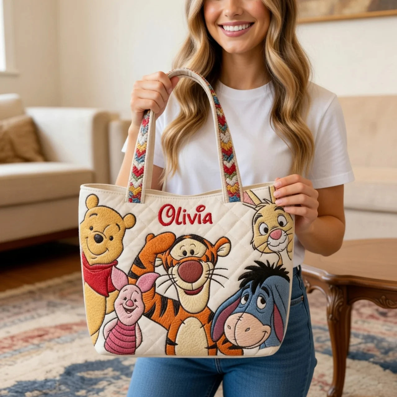 Honey Bear Celebrate 100 Years Of Friendship - Personalized Quilted Tote Bag - NSK10024