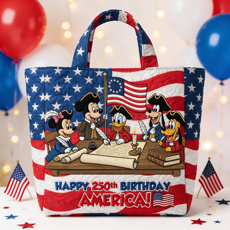 250th Anniversary Celebration With Magical American Leaders - Personalized Quilted Tote Bag - NSK10046