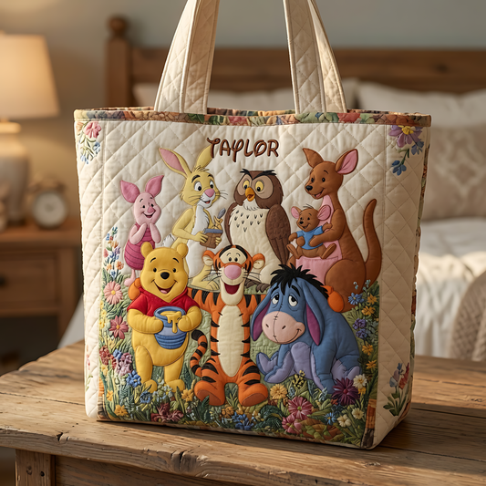 100th Anniversary Honey Bear & Forest Friends - Personalized Quilted Tote Bag - NSK10087