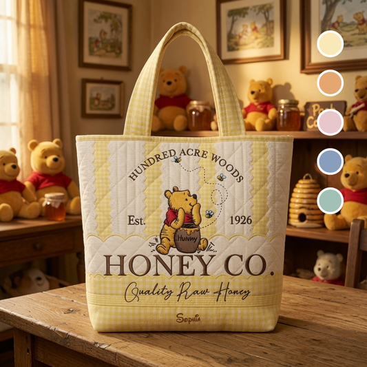 Honey Bear Celebrate 100 Years Of Friendship - Personalized Quilted Tote Bag - NSK10084